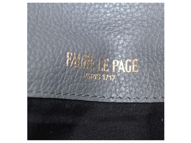 Fauré Le Page Clutch Parade de lona recubierta gris y cuero Faure Le Page - vista 5