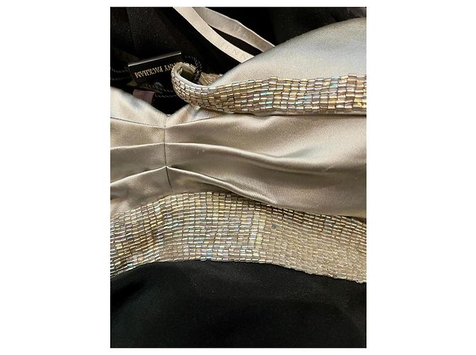 Jenny Packham Abito da sera in seta nera e argento con perline ricamate a mano Nero - vista 10