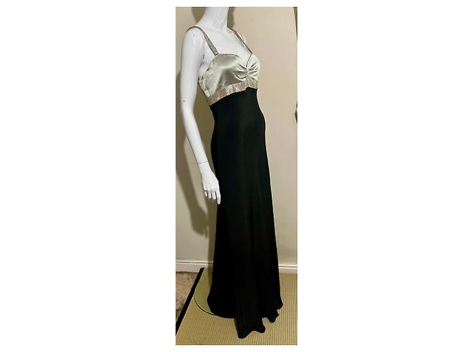 Jenny Packham Abito da sera in seta nera e argento con perline ricamate a mano Nero - vista 13