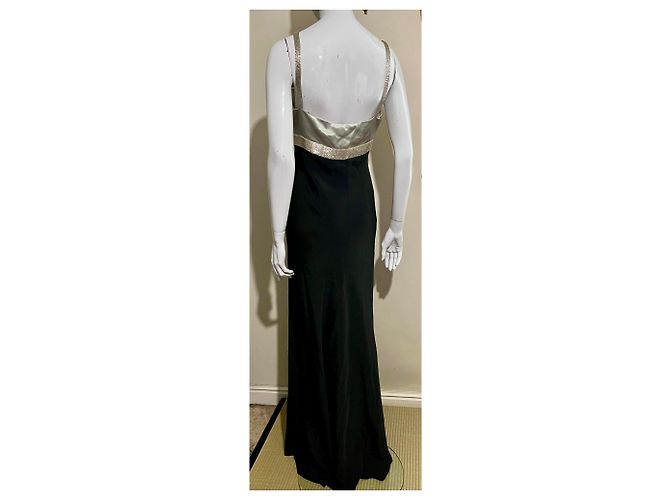 Jenny Packham Abito da sera in seta nera e argento con perline ricamate a mano Nero - vista 14