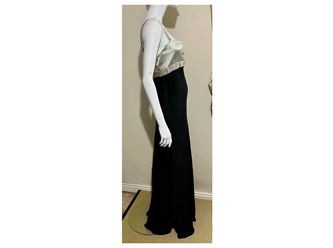 Jenny Packham Abito da sera in seta nera e argento con perline ricamate a mano Nero - vista 15