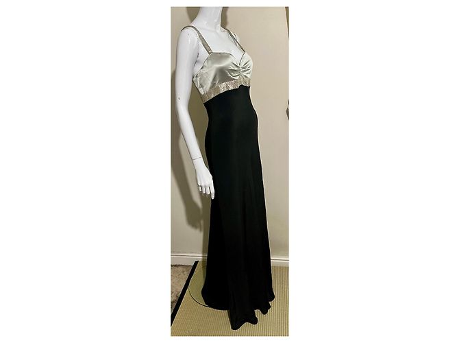 Jenny Packham Abito da sera in seta nera e argento con perline ricamate a mano Nero - vista 2