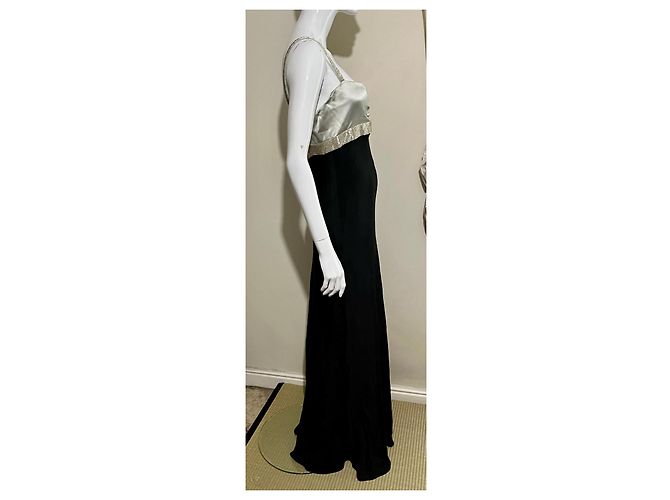 Jenny Packham Abito da sera in seta nera e argento con perline ricamate a mano Nero - vista 3