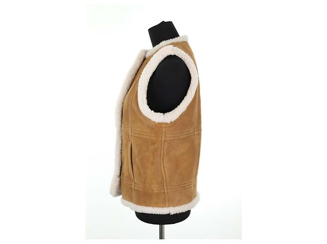 Soeur Brown leather sleeveless coat - view 3