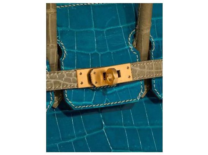 Hermès HERMES Birkin 25 Tasche aus exotischem Leder Grau - 102990 - Ansicht 4