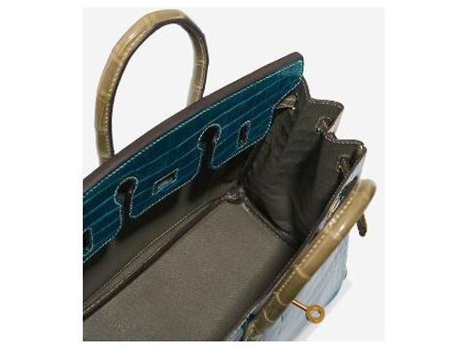 Hermès HERMES Birkin 25 Tasche aus exotischem Leder Grau - 102990 - Ansicht 6