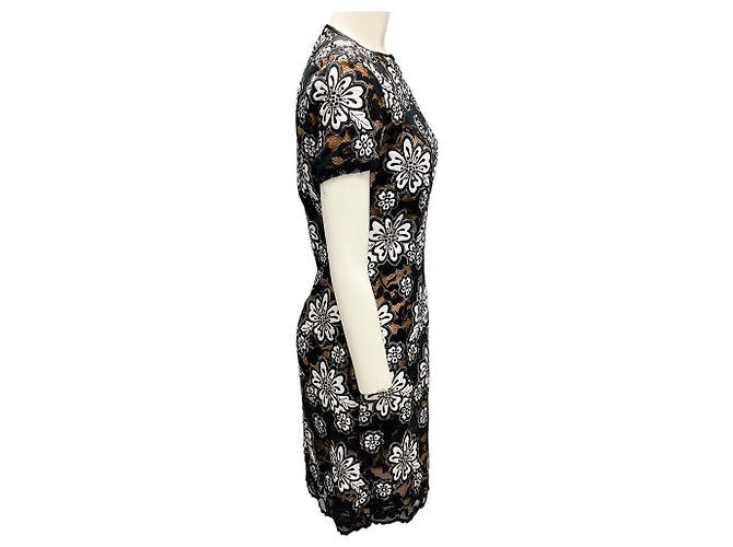 Schwarz / Optik Weiß rebrodierte Guipure-Kleid aus der Michael Kors Kollektion - Ansicht 2