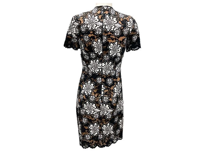 Schwarz / Optik Weiß rebrodierte Guipure-Kleid aus der Michael Kors Kollektion - Ansicht 3