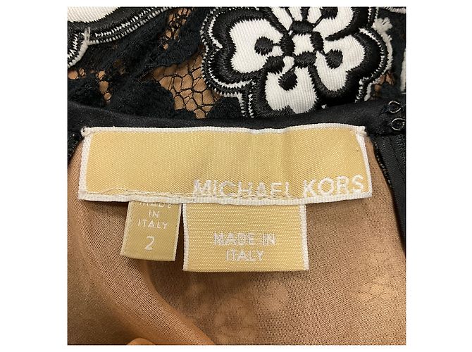 Schwarz / Optik Weiß rebrodierte Guipure-Kleid aus der Michael Kors Kollektion - Ansicht 4