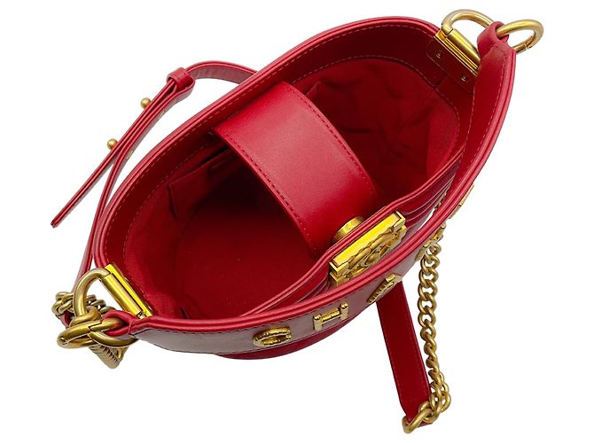 Borsa Bucket Boy in pelle di vitello trapuntata Chanel rossa / hardware dorato Rosso - vista 10