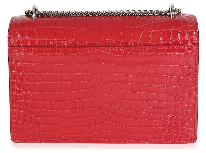 Cartera de cadena Monogram Sunset en piel de ternera roja con estampado de cocodrilo Saint Laurent - vista 2