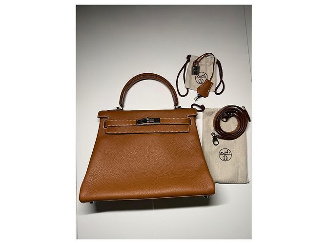 Hermès Kelly 28 Togo Gold Palladium Kamel - Ansicht 7