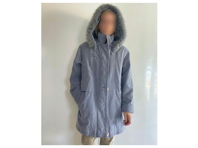 Autre Marque Parka o abrigo acolchado azul-gris con capucha en microfibra talla 38-40 - vista 15