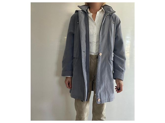 Autre Marque Parka o abrigo acolchado azul-gris con capucha en microfibra talla 38-40 - vista 16