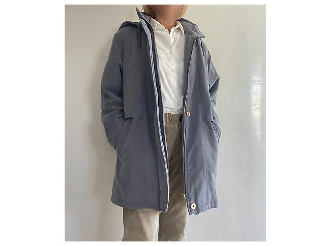 Autre Marque Parka o abrigo acolchado azul-gris con capucha en microfibra talla 38-40 - vista 17