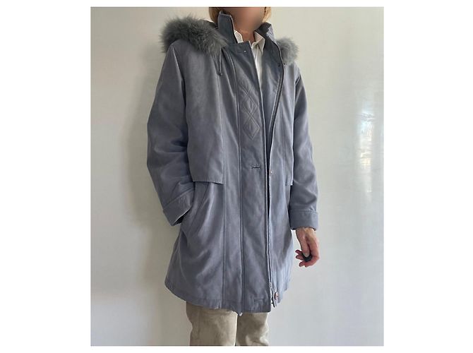 Autre Marque Parka o abrigo acolchado azul-gris con capucha en microfibra talla 38-40 - vista 18