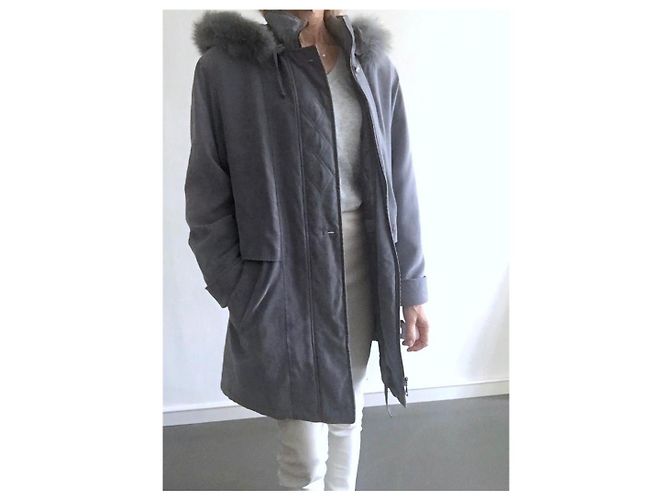 Autre Marque Parka o abrigo acolchado azul-gris con capucha en microfibra talla 38-40 - vista 19