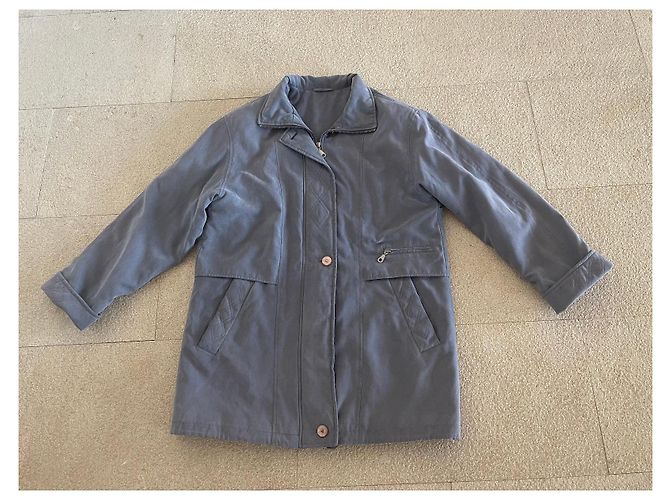 Autre Marque Parka o abrigo acolchado azul-gris con capucha en microfibra talla 38-40 - vista 2