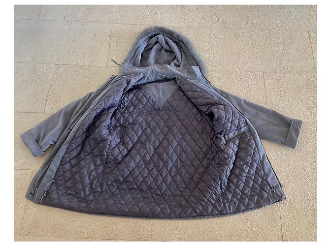 Autre Marque Parka o abrigo acolchado azul-gris con capucha en microfibra talla 38-40 - vista 5