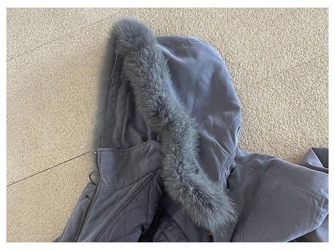 Autre Marque Parka o abrigo acolchado azul-gris con capucha en microfibra talla 38-40 - vista 8