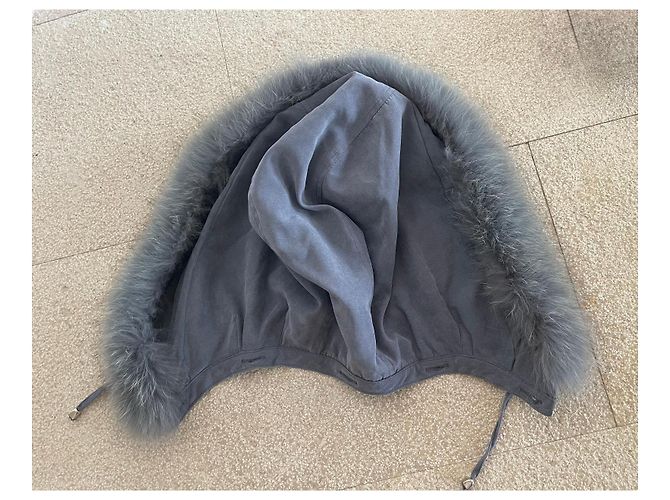 Autre Marque Parka o abrigo acolchado azul-gris con capucha en microfibra talla 38-40 - vista 9