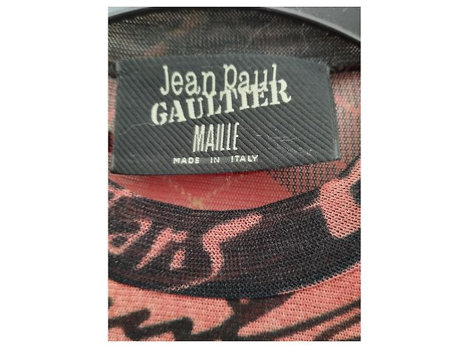 Jean Paul Gaultier Top Trasparente Multicolore a Quadri Rosso - vista 3