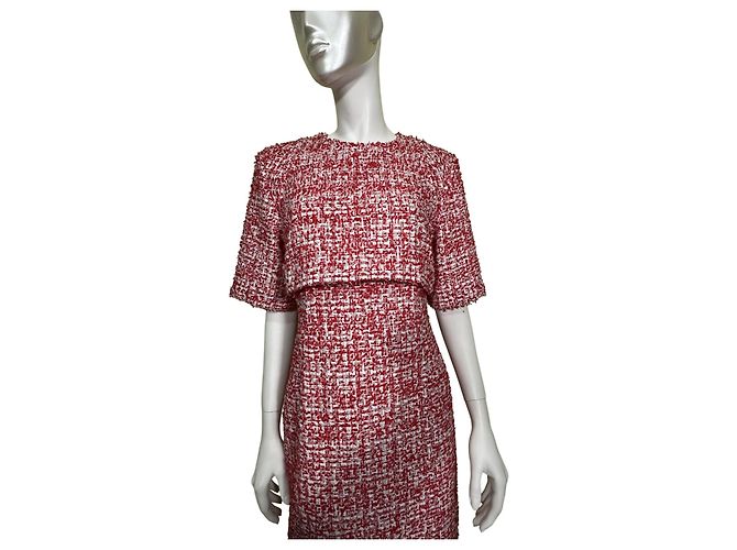 Sandro Tweed Minikleid rot Weiß - Ansicht 2