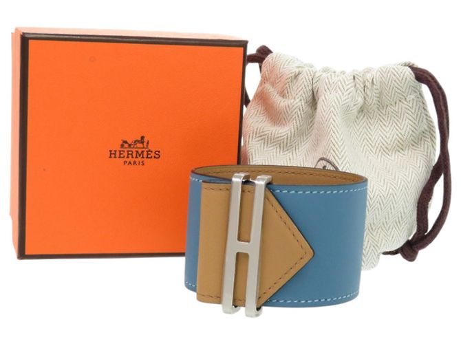 Hermès Elan Swift Lederarmband Silber Blau - Ansicht 2