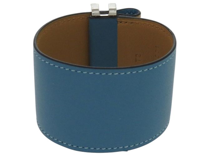 Hermès Elan Swift Lederarmband Silber Blau - Ansicht 3
