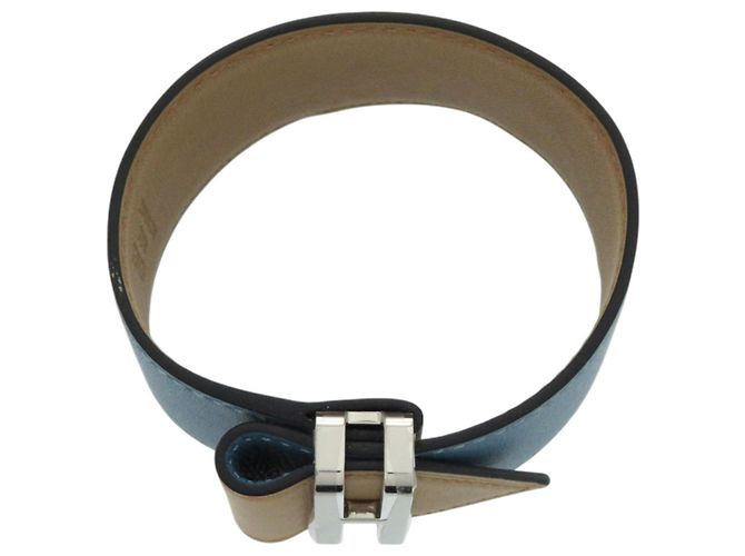 Hermès Elan Swift Lederarmband Silber Blau - Ansicht 4