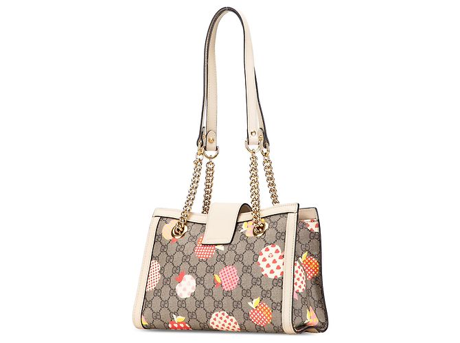 Borsa Gucci Brown Small GG Supreme Apple Heart Padlock Marrone Beige - vista 2