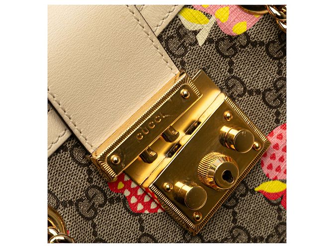 Borsa Gucci Brown Small GG Supreme Apple Heart Padlock Marrone Beige - vista 8