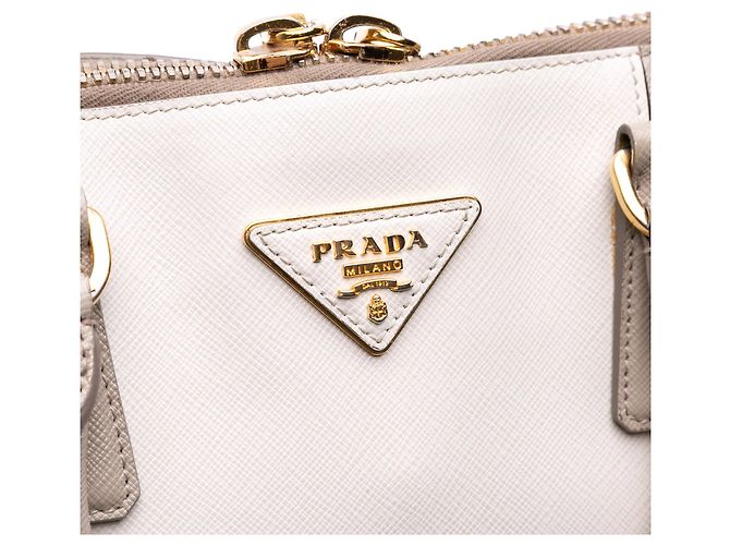 Prada Graue Mittelgroße Bicolor Saffiano Lux Promenade Handtasche Braun - Ansicht 5