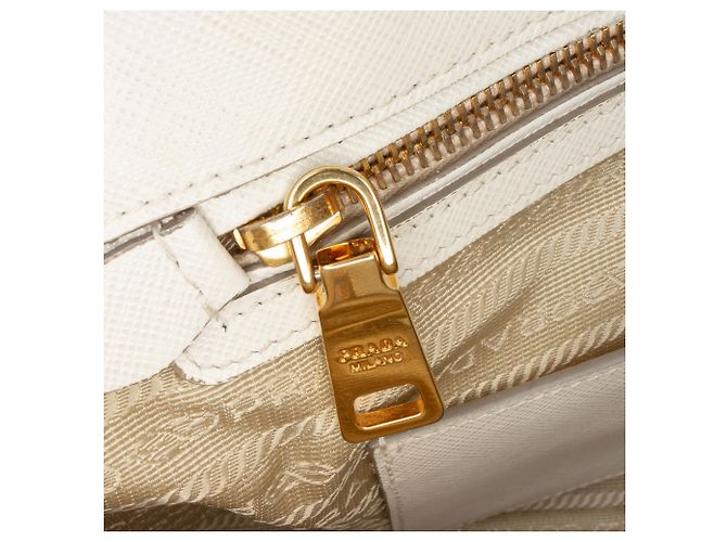 Prada Graue Mittelgroße Bicolor Saffiano Lux Promenade Handtasche Braun - Ansicht 8