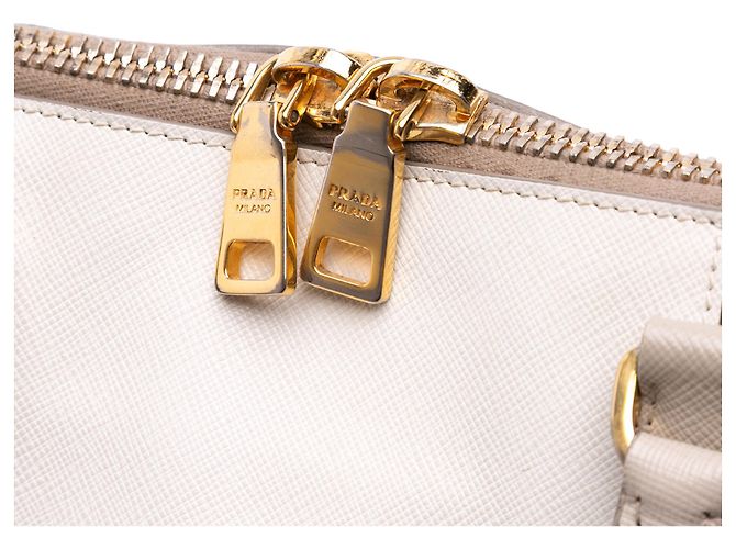 Prada Graue Mittelgroße Bicolor Saffiano Lux Promenade Handtasche Braun - Ansicht 9