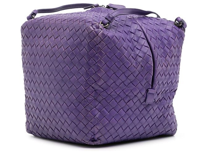 Bottega Veneta Cube Crossbody in Nappa Intrecciato Viola - vista 2