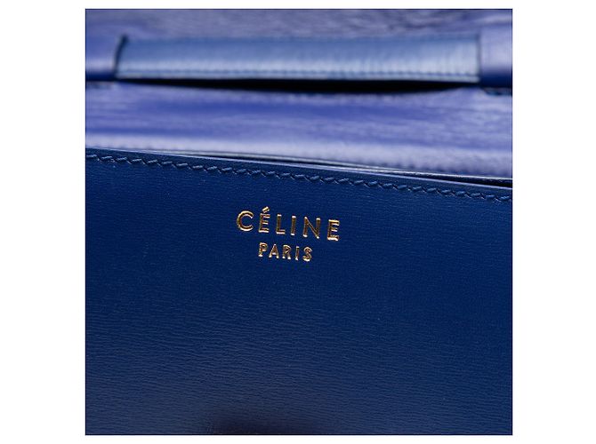 Classic Box Céline Celine Blu Piccola Scatola Classica in Pelle di Vitello - vista 5