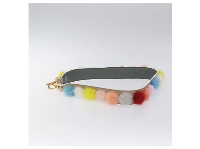 Fendi Pom Pom Alça Você Alça de Couro e Pêlo - vista 4