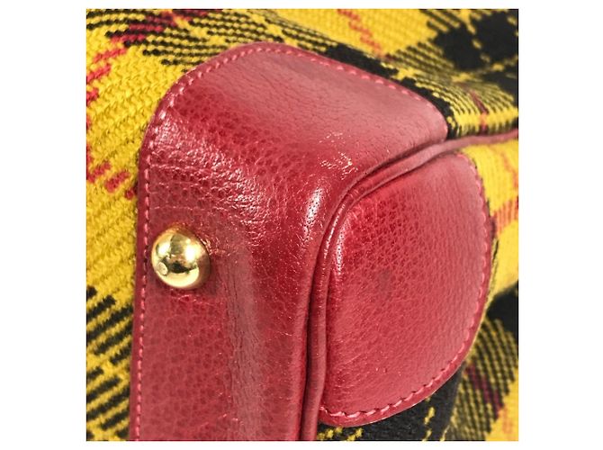 Hermès HERMES Gallop Check Tragetasche Rot Grün Gelb - Ansicht 7