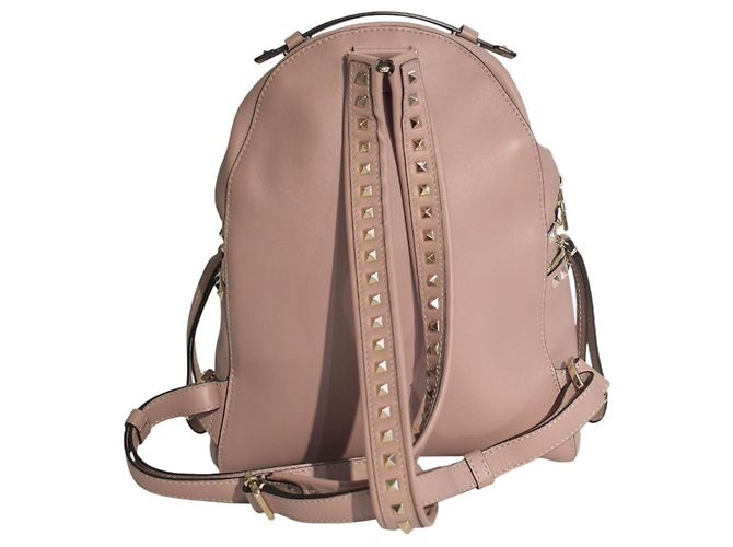 Valentino Garavani Rockstud Two Pocket Backpack in Blush Pink Leather Medium - view 2