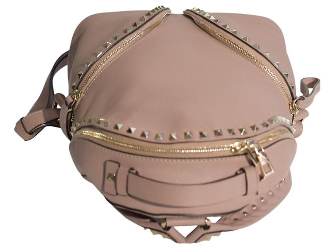 Valentino Garavani Rockstud Two Pocket Backpack in Blush Pink Leather Medium - view 5