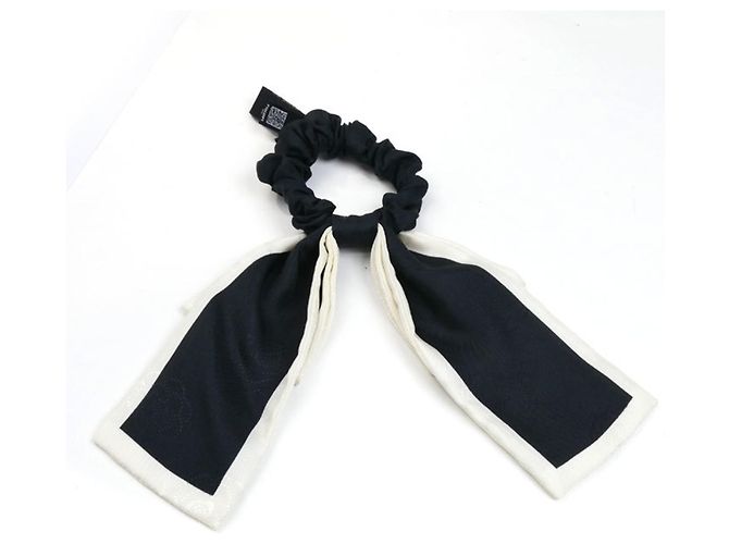 Accesorio para el cabello Scrunchie de seda Chanel Negro Blanco - vista 3