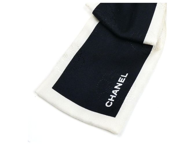 Accesorio para el cabello Scrunchie de seda Chanel Negro Blanco - vista 4