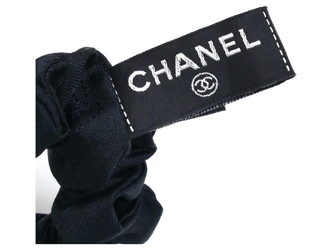 Accesorio para el cabello Scrunchie de seda Chanel Negro Blanco - vista 5