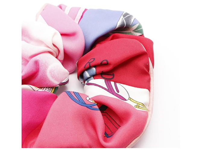 Silk In Scrunchie in seta Claudia di Hermès Rosa Multicolore - vista 5