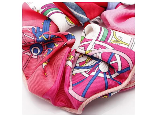 Silk In Scrunchie in seta Claudia di Hermès Rosa Multicolore - vista 6