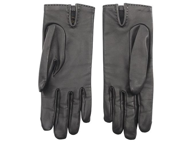 Hermès Kelly Handschuhe - Kurze schwarze Lederhandschuhe für Damen - Ansicht 2