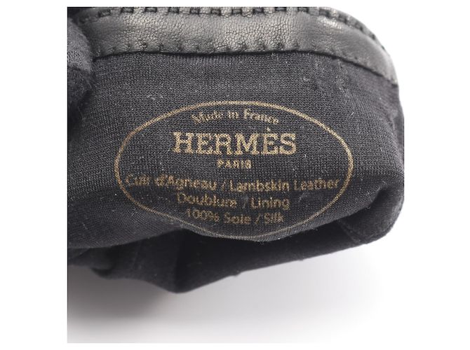 Hermès Kelly Handschuhe - Kurze schwarze Lederhandschuhe für Damen - Ansicht 3