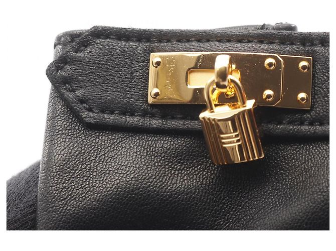 Hermès Kelly Handschuhe - Kurze schwarze Lederhandschuhe für Damen - Ansicht 5