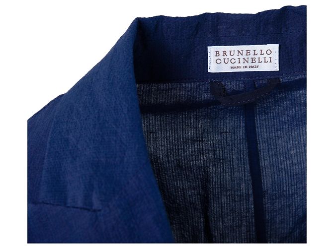 Blazer de lino azul marino de doble botonadura Brunello Cucinelli - vista 5